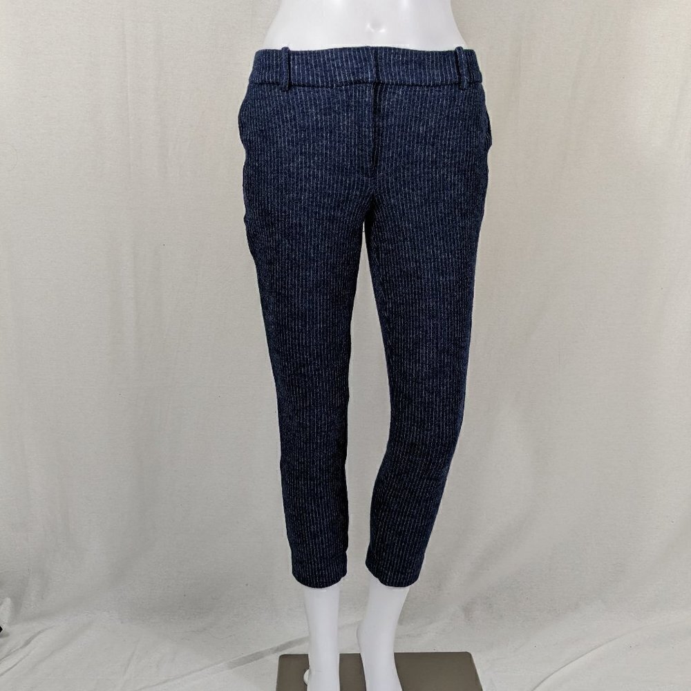 J.Crew Womens Pants Blue Pin Stripe Size 4 Dress Pant Slacks Wool Blend